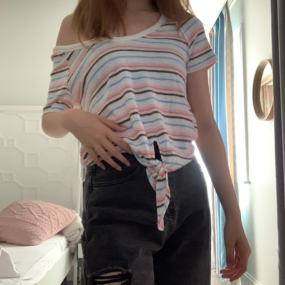 striped off the shoulder top - Picture 1 of 4